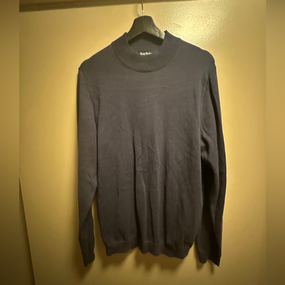 NWT Brooks brothers FLEECE black cotton turtleneck sweater